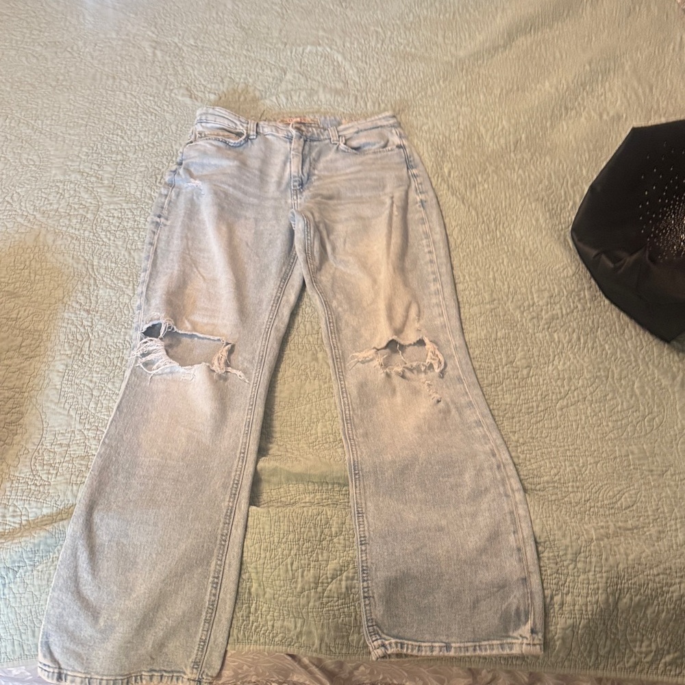 Guess High Rise Light Blue Ripped Jeans